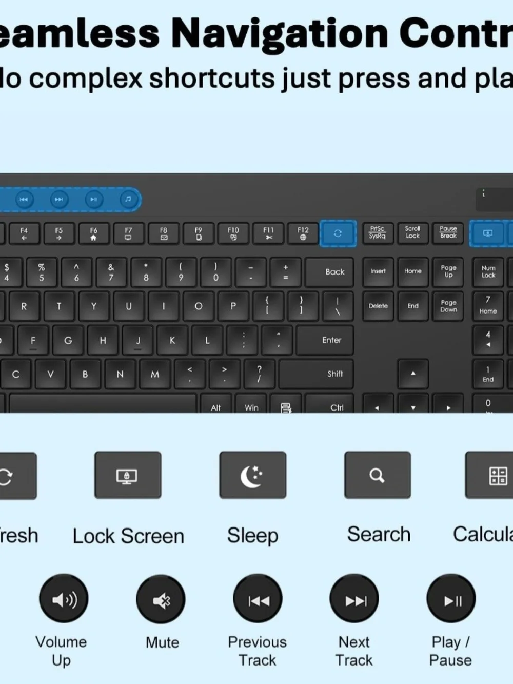 Wireless Keyboard and Mouse Combo, Full-Size Ergonomic Computer Set with Palm